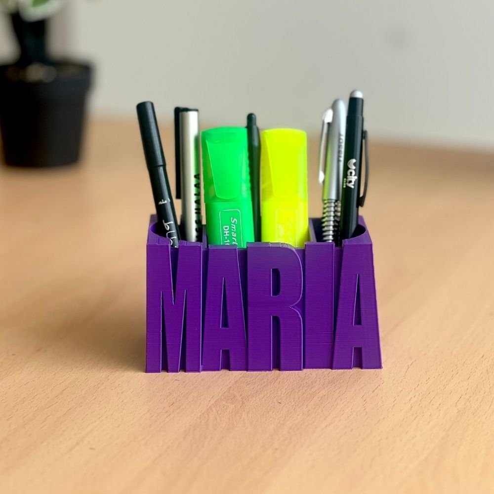maria (1) Personalized 3D Name Tag & Pen Holder