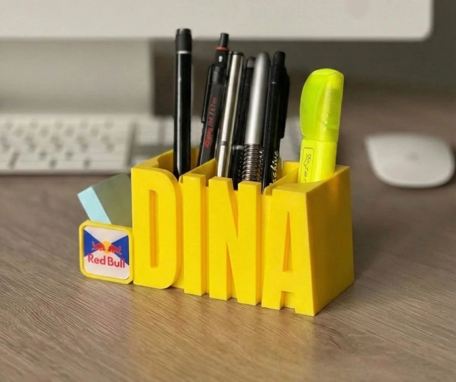 Dina yellow Personalized 3D Name Tag & Pen Holder - Logo Edition - Image 4