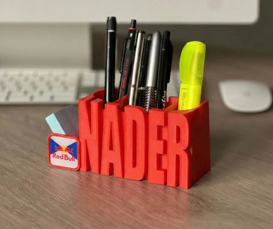 Nada Red Personalized 3D Name Tag & Pen Holder - Logo Edition - Image 6