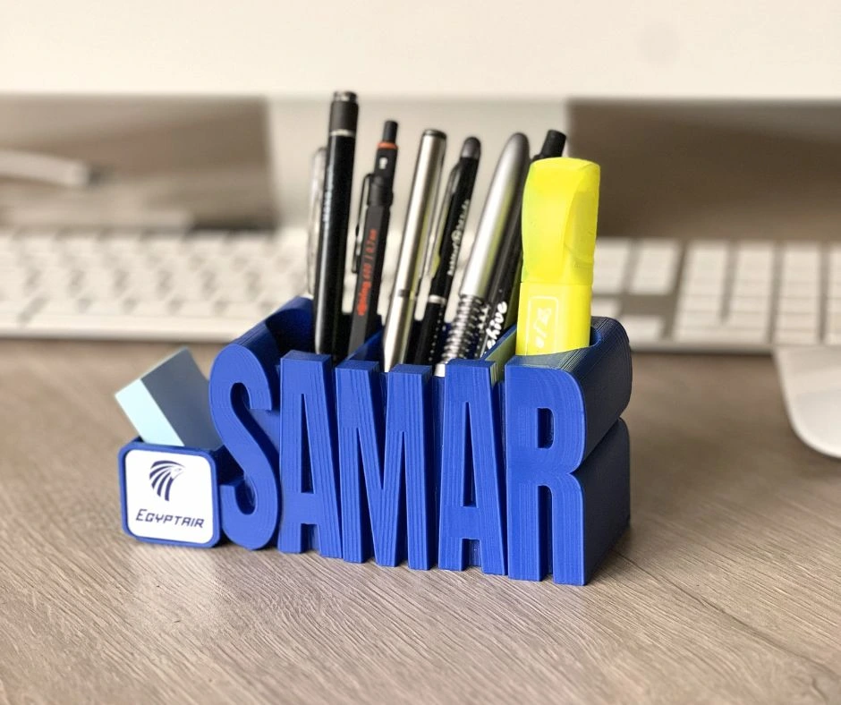 Samar blue Personalized 3D Name Tag & Pen Holder - Logo Edition - Image 3