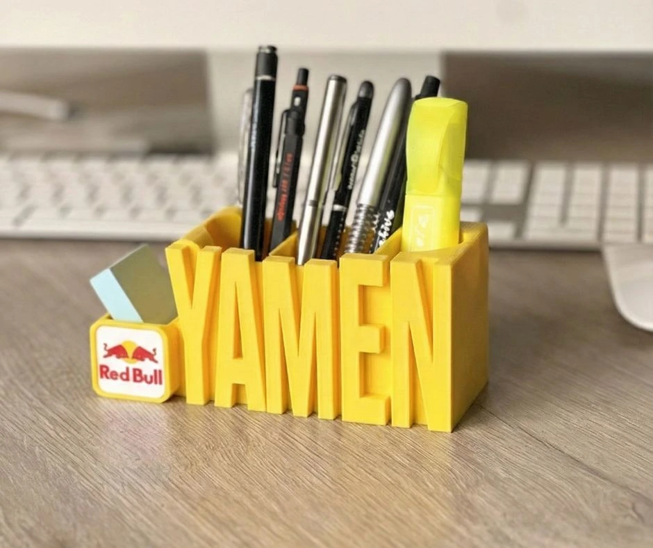 Yamen yellow Personalized 3D Name Tag & Pen Holder - Logo Edition - Image 8