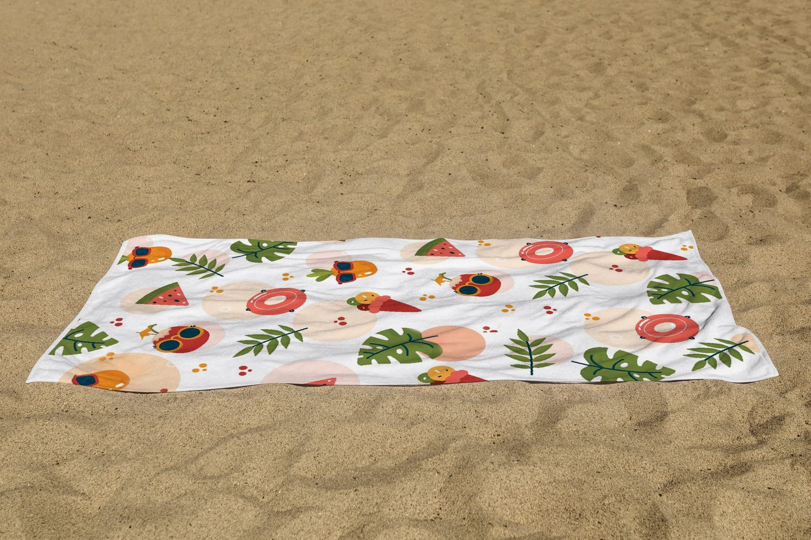 white beach towel psd mockup laying on the sand white beach towel psd mockup laying on the sand